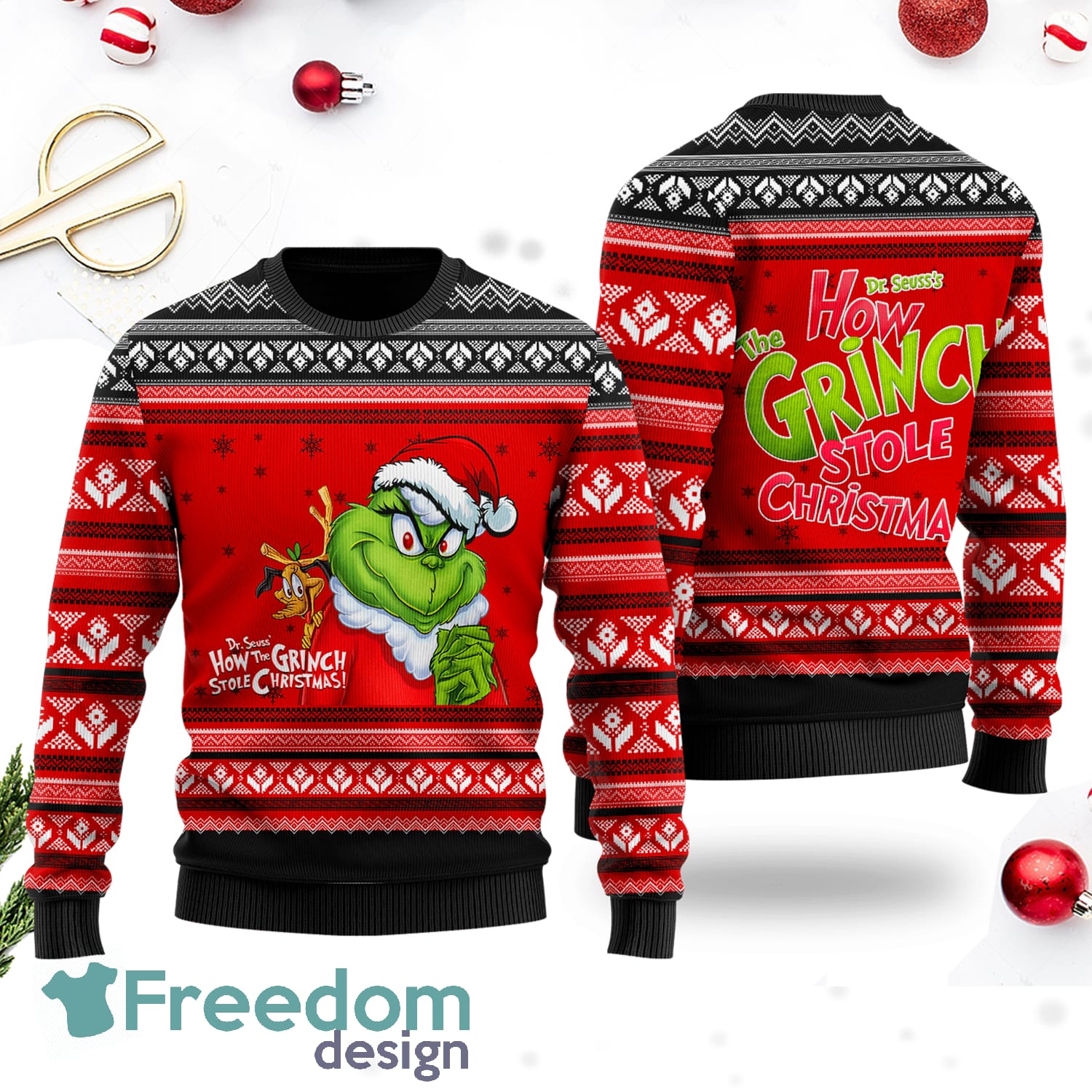 Chirstmas Dr Seuss How The Grinch Stole Christmas 3D Sweater
