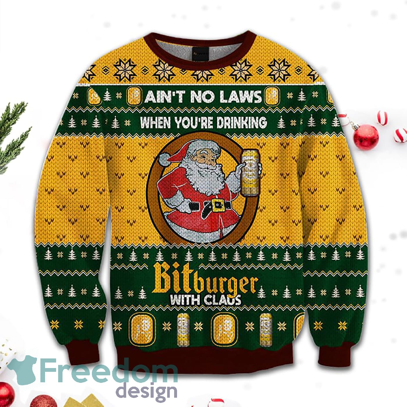 Merr Christmas Ain't No Laws When You Drink Bitburger With Claus Sweatshirt