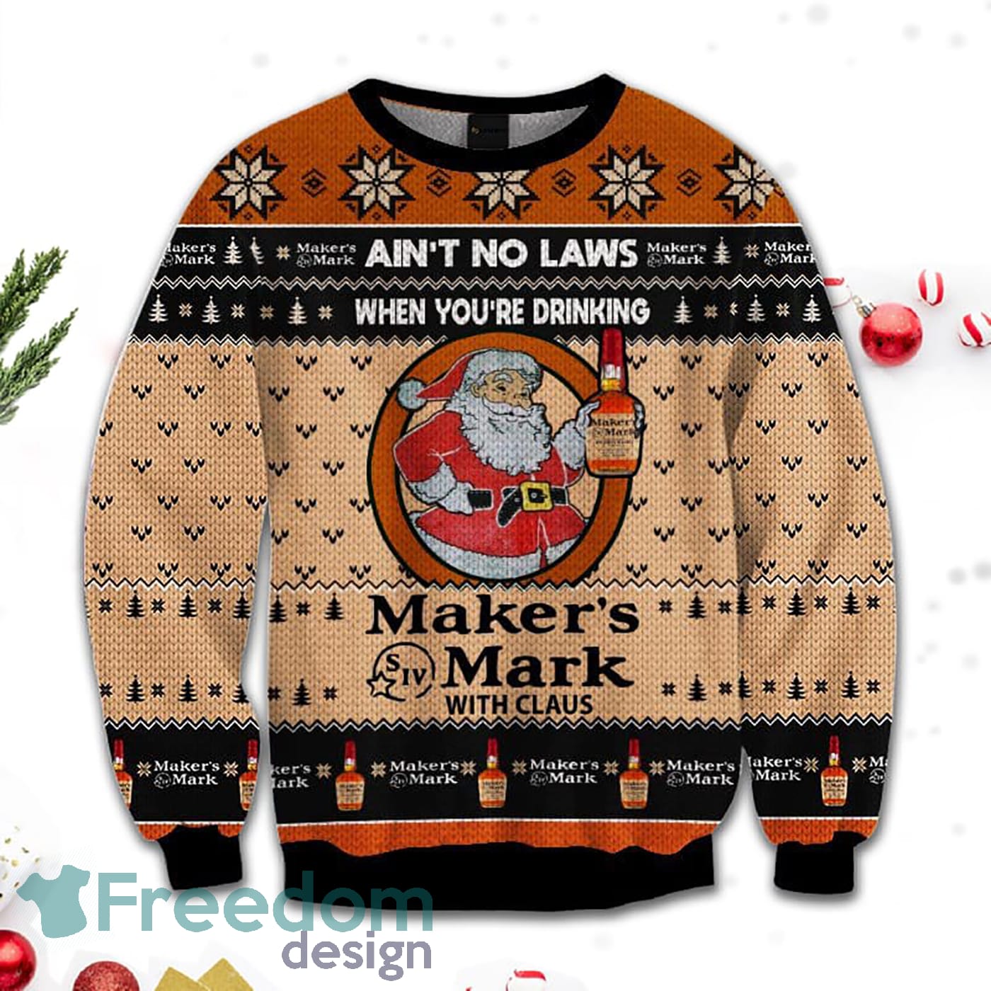 Merr Christmas Ain't No Laws When You're Drink Maker's Mark With Claus Sweatshirt