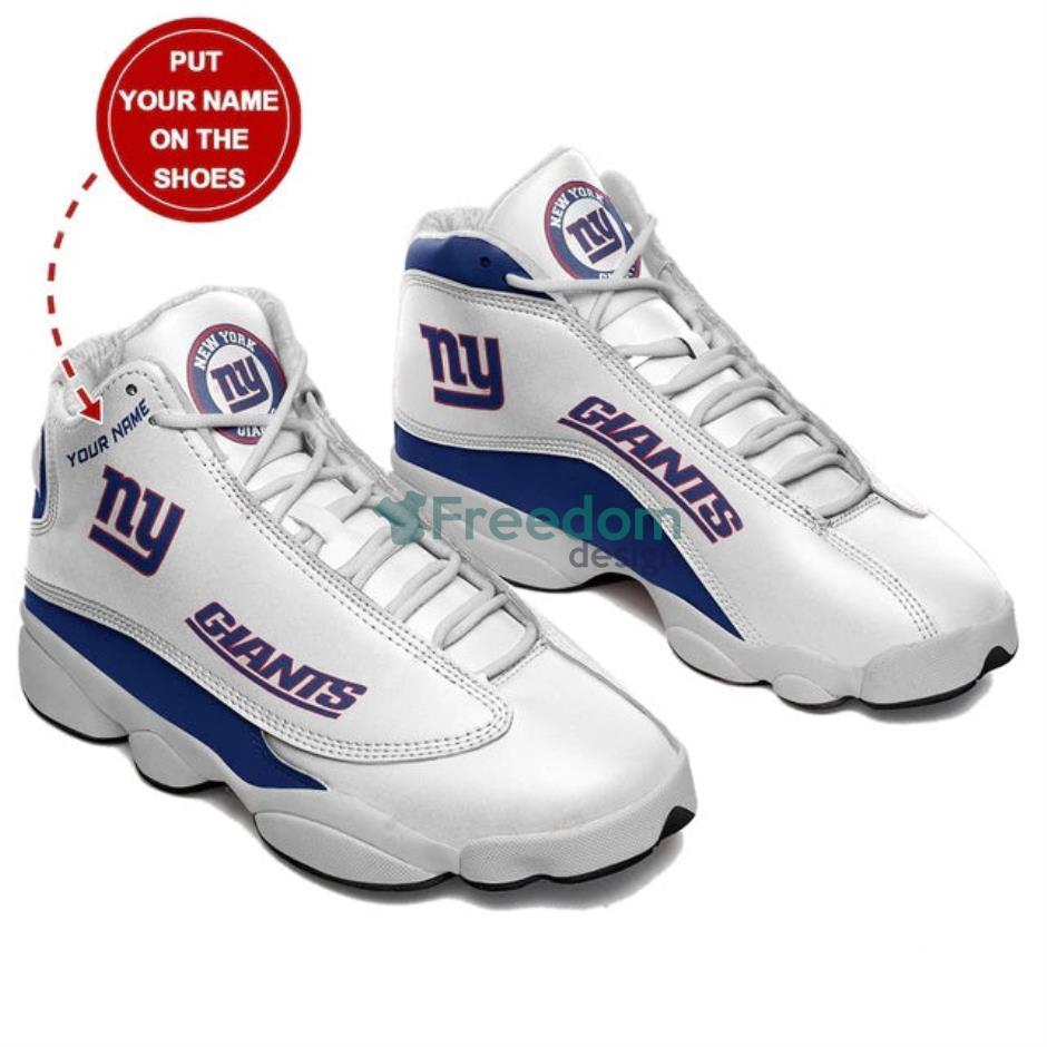 New York Giants Custom Name White Air Jordan 13 Sneaker Shoes For Fans