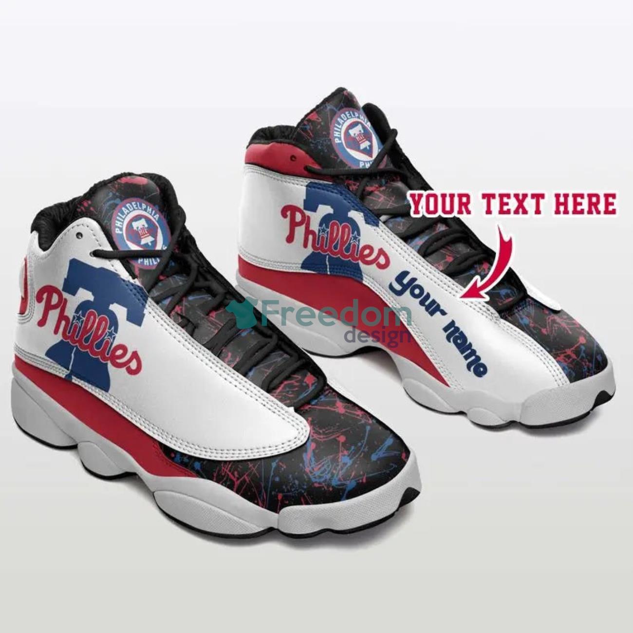 Philadelphia Phillies Custom Name Air Jordan 13 Sneaker Shoes For Fans