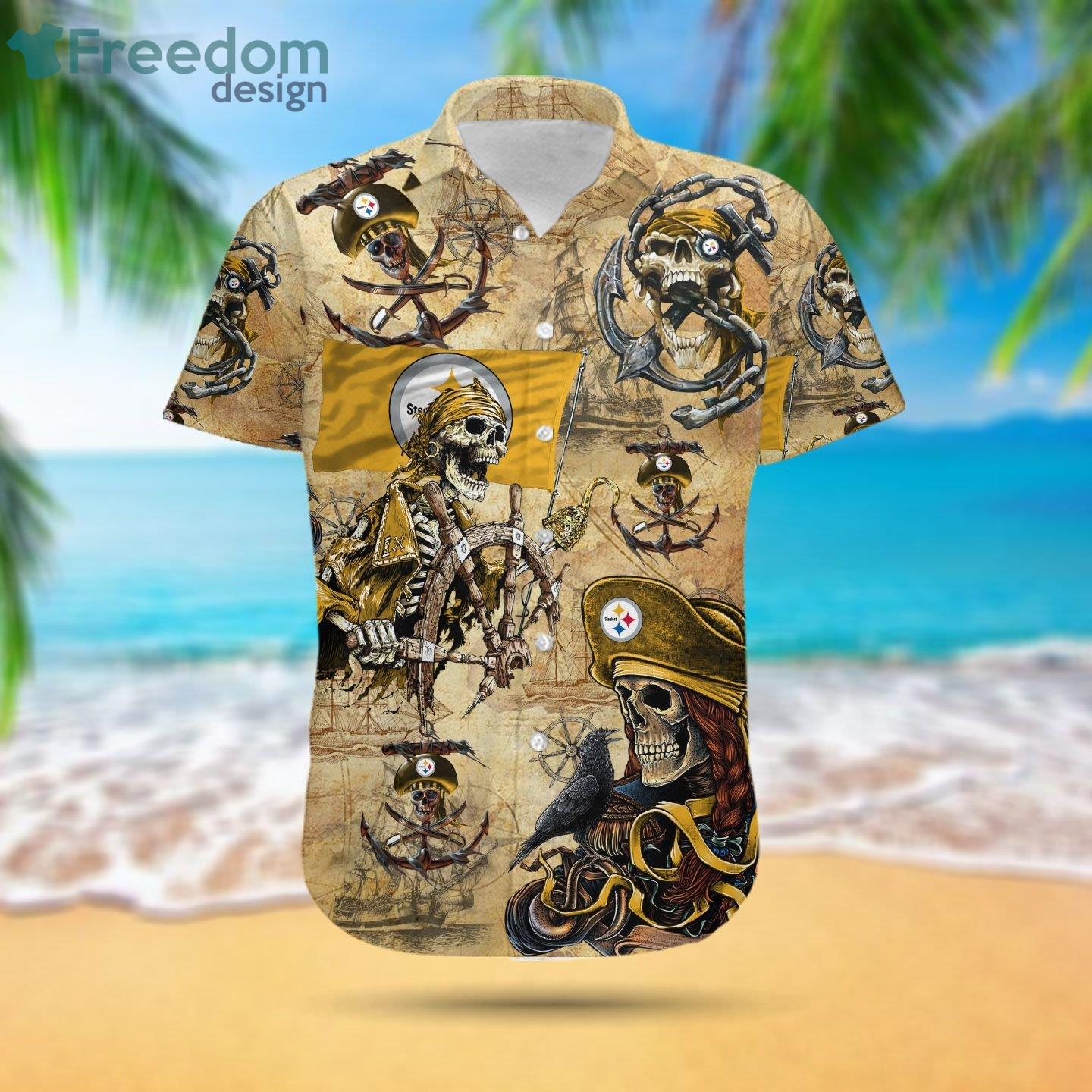 Pittsburgh Steelers Pirates Fans Pirates Skull Hawaiian Shirt
